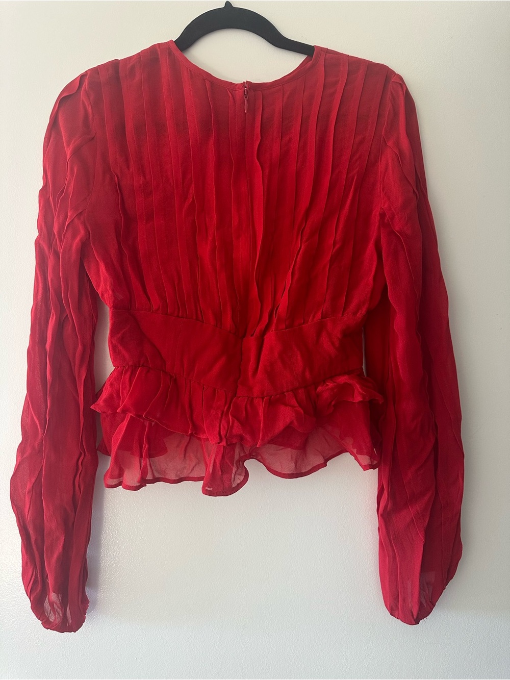FARM Rio Red Ruffled Sheer Blouse - Picture 2 of 4